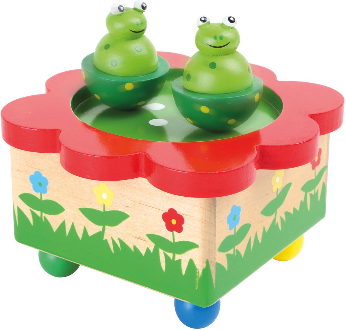 Petit pied de musique en bois grenouille