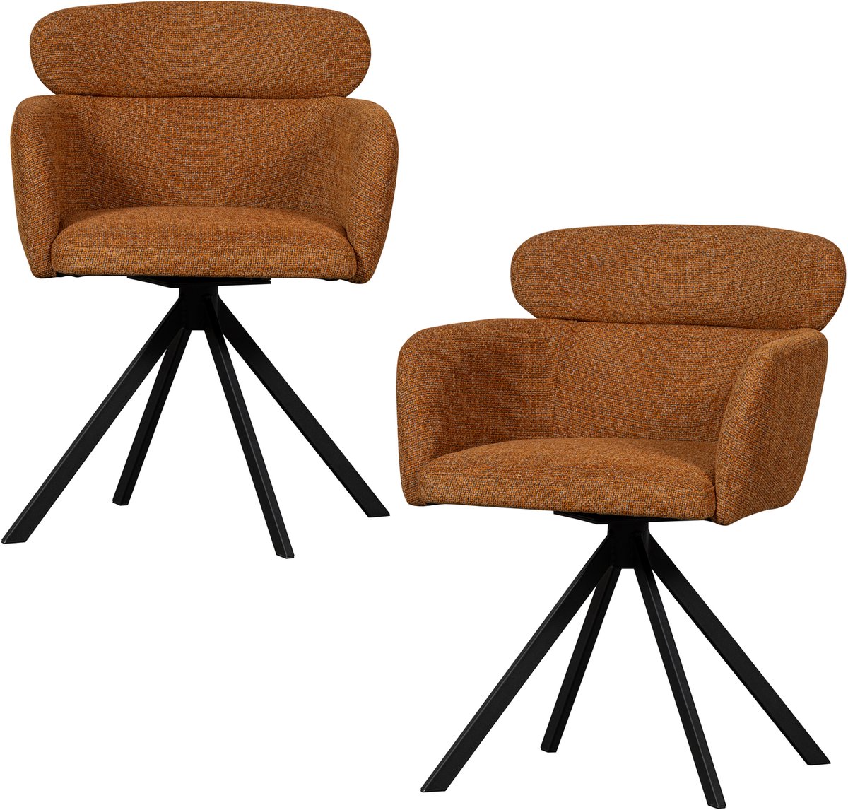 Chaises de salle à manger pivotantes Woood fenne - tissu tissé - gingembre - lot de 2