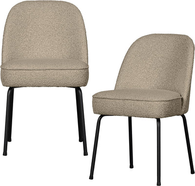 Chaises de salle à manger Woood vogue - bouclé - beige - lot de 2