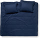 Damai linea - housse de couette - 240x200 220 cm - lits jumeaux - indigo + 2 taies d'oreiller 60x70