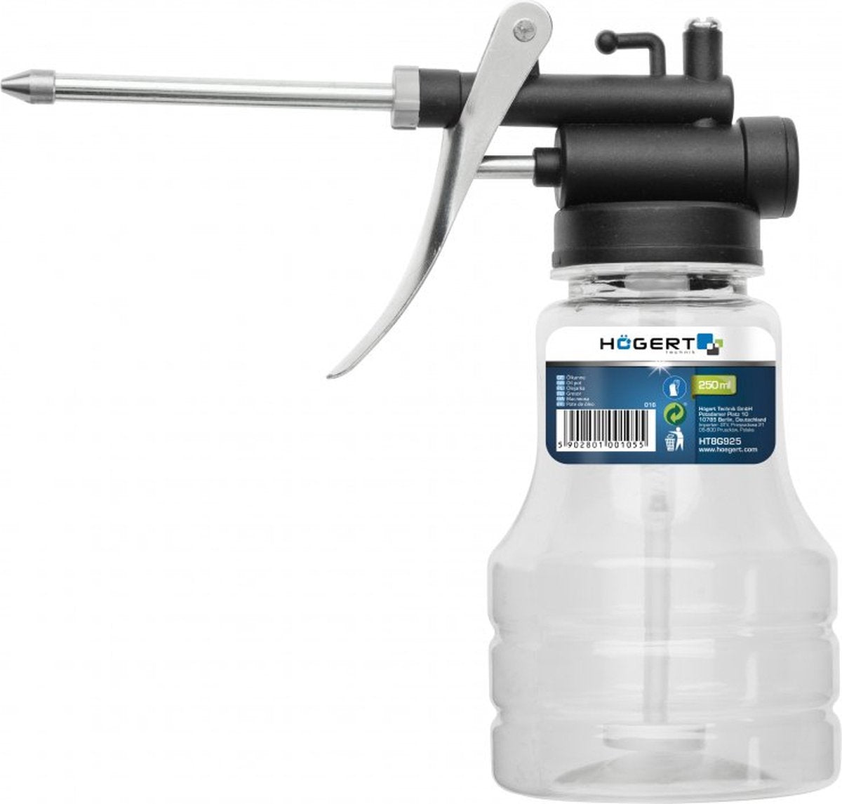 Högert technik ht8g925 - bidon d'huile manuel - 250ml - récipient transparent - ergonomique