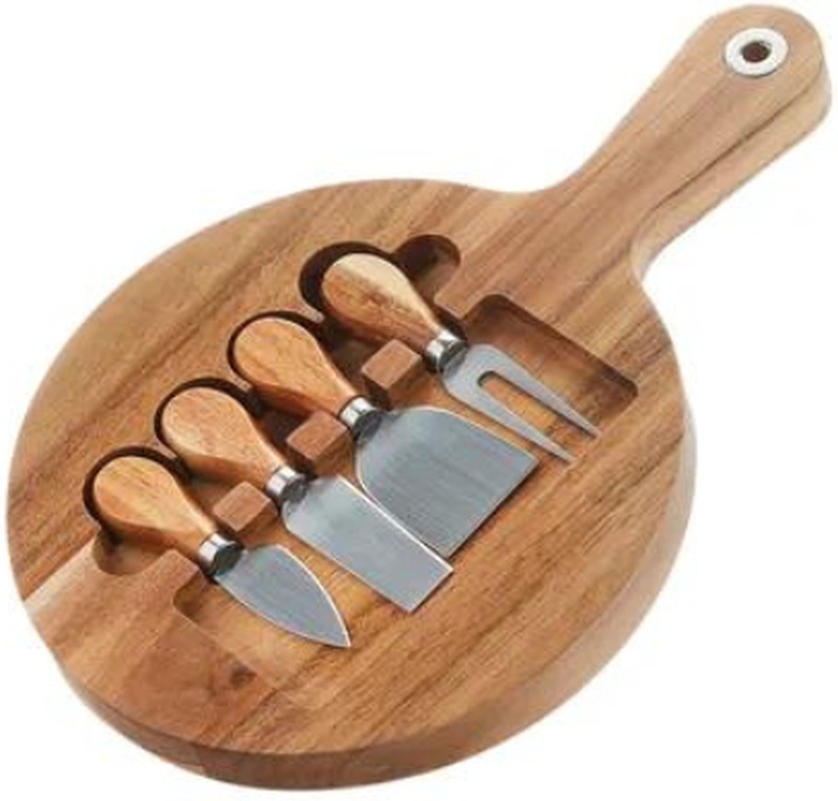 Service à fromage magnétique 5 pièces Point-virgule en acacia 35,5x23,8x2,5cm
