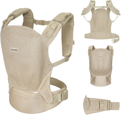Porte-bébé Lionelo Margaret Air - ergonomique - de 4 mois à 20 kg - 3 positions de portage - confort mains libres - matière respirante - certifié IHDI adapté aux hanches - capuche - double sécurité - bretelles réglables - porte-enfant