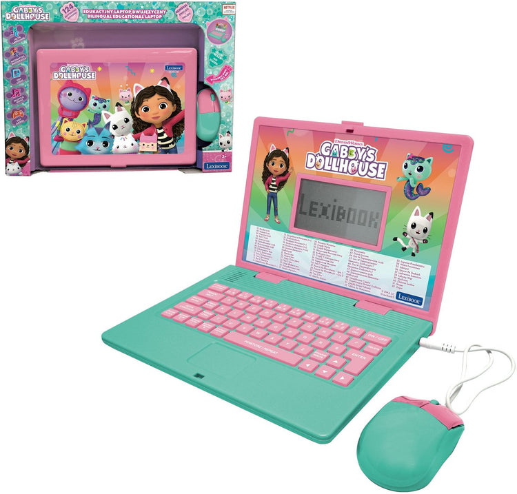 Lexibook Gabby's Dollhouse ordinateur portable éducatif bilingue - 124 activités en anglais et polonais
