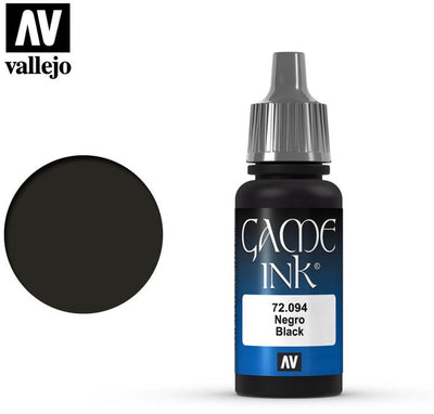 Vallejo Hobby Paint Peinture acrylique - 72094 Game Color - Encre noire - Acrylique - Flacon de peinture - 18 ml