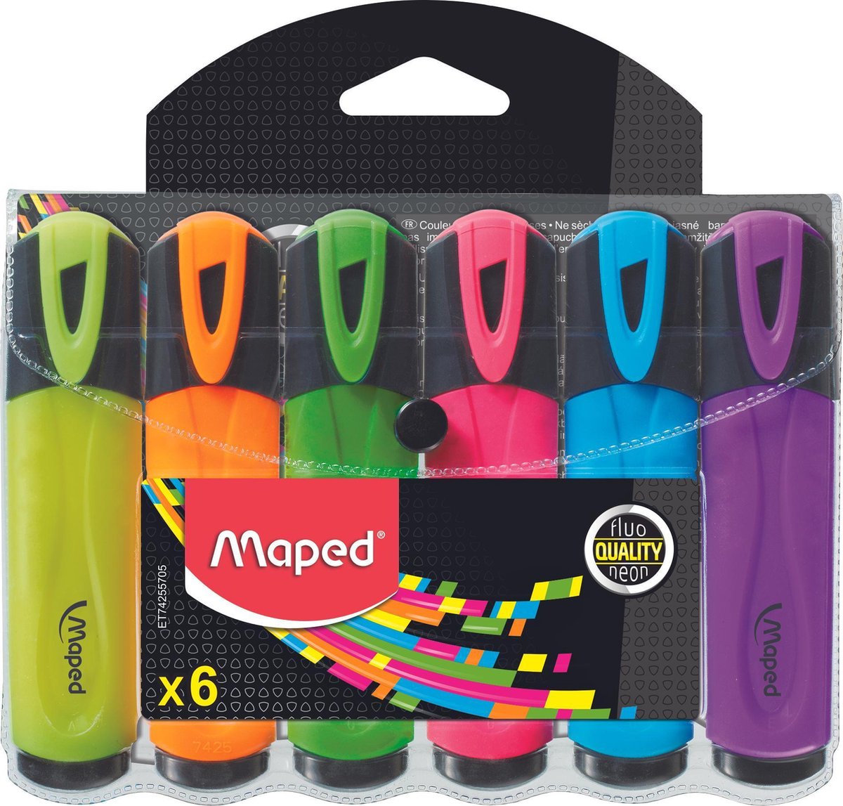 Maped office marqueur de texte fluo pep's classique - couleurs assorties - en étui x 6