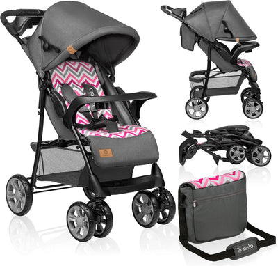 Poussette et landau Lionelo emma plus - léger et résistant - dossier réglable en position couchée - auvent xxl avec fenêtre - grand panier - organiseur et sac - amortisseurs - ceinture 5 points - jusqu'à 15 kg - pliable de manière compacte