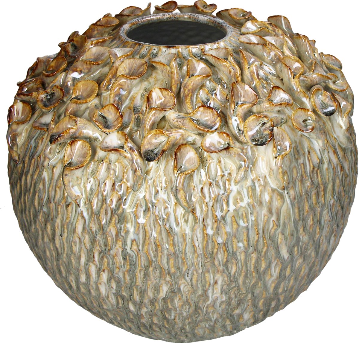 Vase collection Hd faïence beige 37x37x32cm