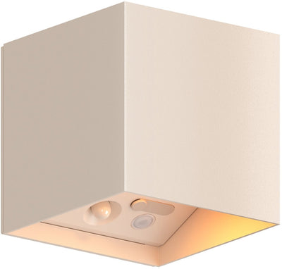 Applique cube rechargeable Calex volterra - rechargeable - éclairage de jardin haut vers le bas - moderne - lumière blanc chaud - pour intérieur et extérieur - étanche - installation facile - batterie et sans fil - USB-C - détecteur de mouvement - sable
