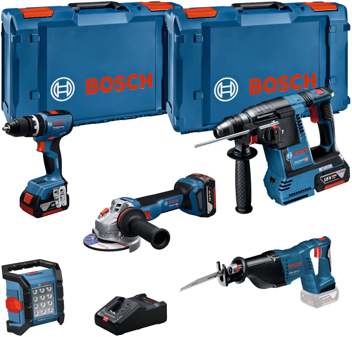 Kit combo Bosch 18v avec 5 outils : gsb + gbh + gws + g...