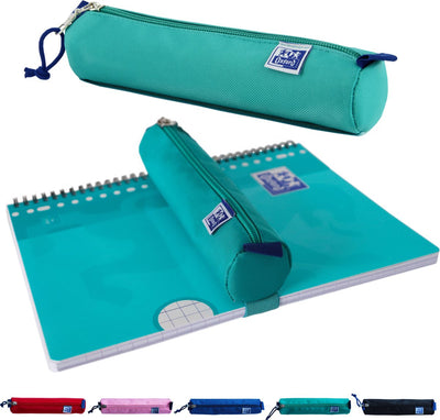 Trousse Oxford - turquoise avec élastique - trousse ronde pour stylos 22 cm - trousse pour garçons - trousse pour filles