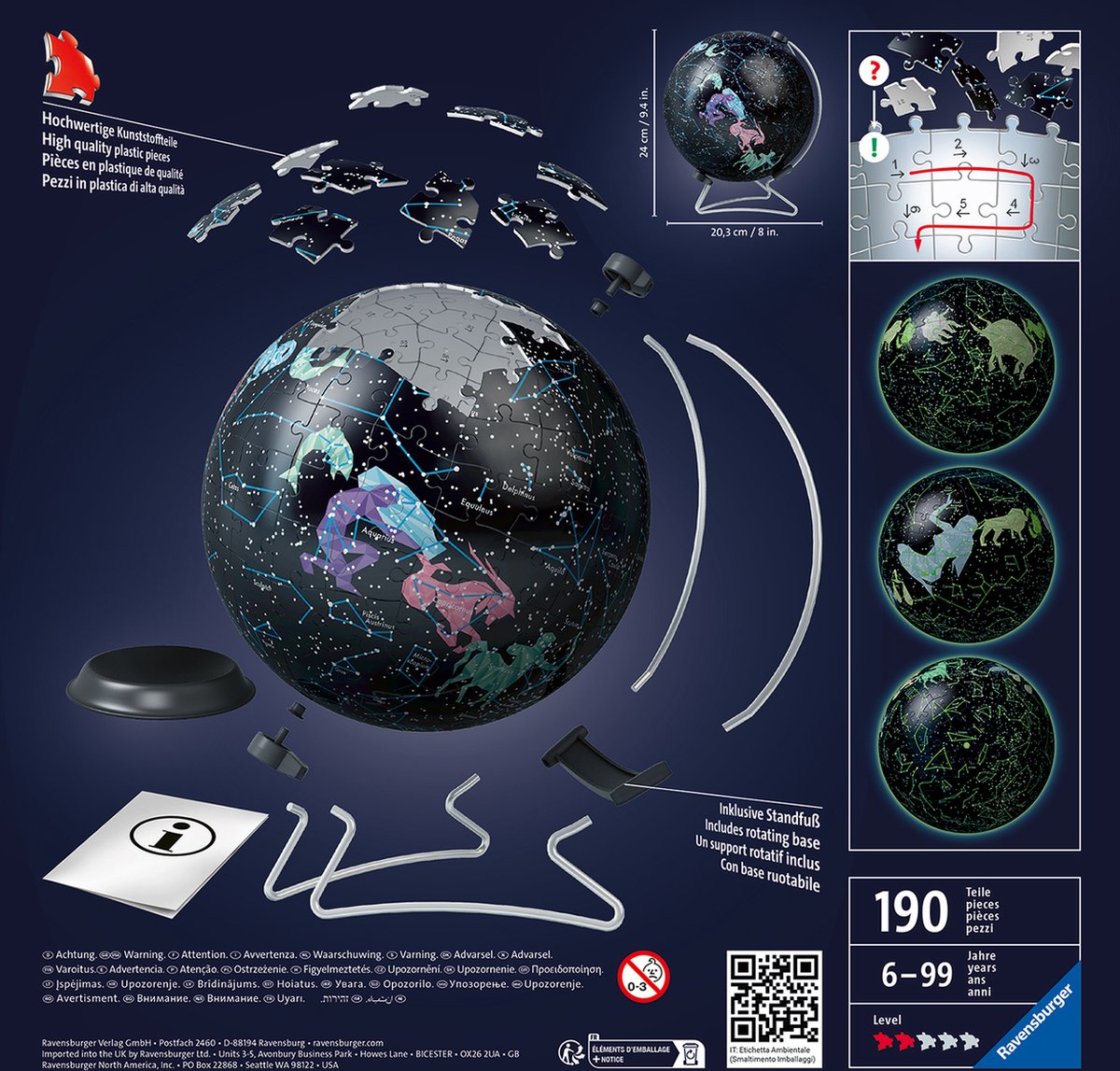 Les constellations de puzzle 3d Ravensburger brillent dans l'obscurité, 180.