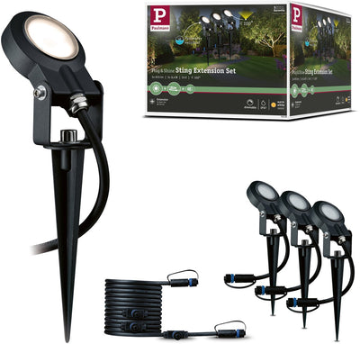 Paulmann Plug Shine Spots de jardin LED Sting kit d'extension IP67 3000K 3x6,4W anthracite