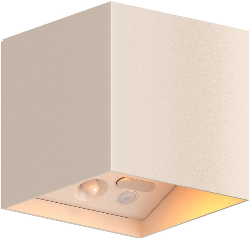 Applique cube rechargeable Calex volterra - rechargeable - éclairage de jardin haut vers le bas - moderne - lumière blanc chaud - pour intérieur et extérieur - étanche - installation facile - batterie et sans fil - USB-C - détecteur de mouvement - sable