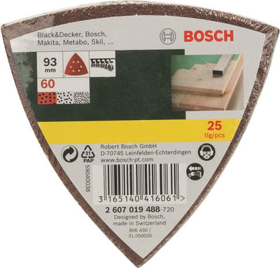 Jeu de feuilles abrasives Bosch 25 pièces pour ponceuses Delta - grain 60