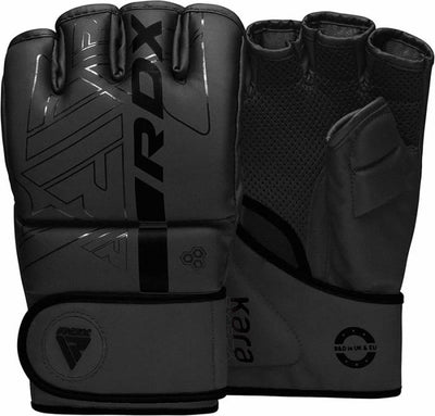 Rdx sports - f6 kara - gants de boxe - gants mma - entraînement - gants d'arts martiaux - boxe - noir - mat - taille l