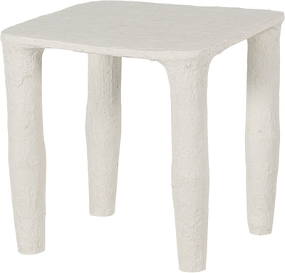 Table d'appoint basse Woood Vion - papier mâché - blanc cassé - 40x40x40