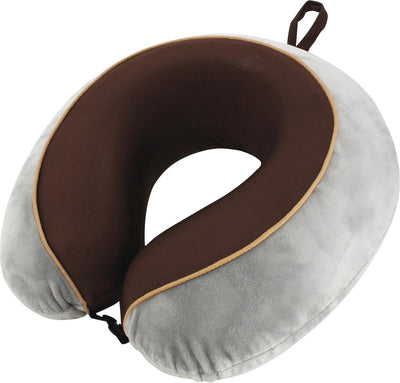 Oreiller cervical Travelsafe de luxe - mousse à mémoire de forme - gris marron