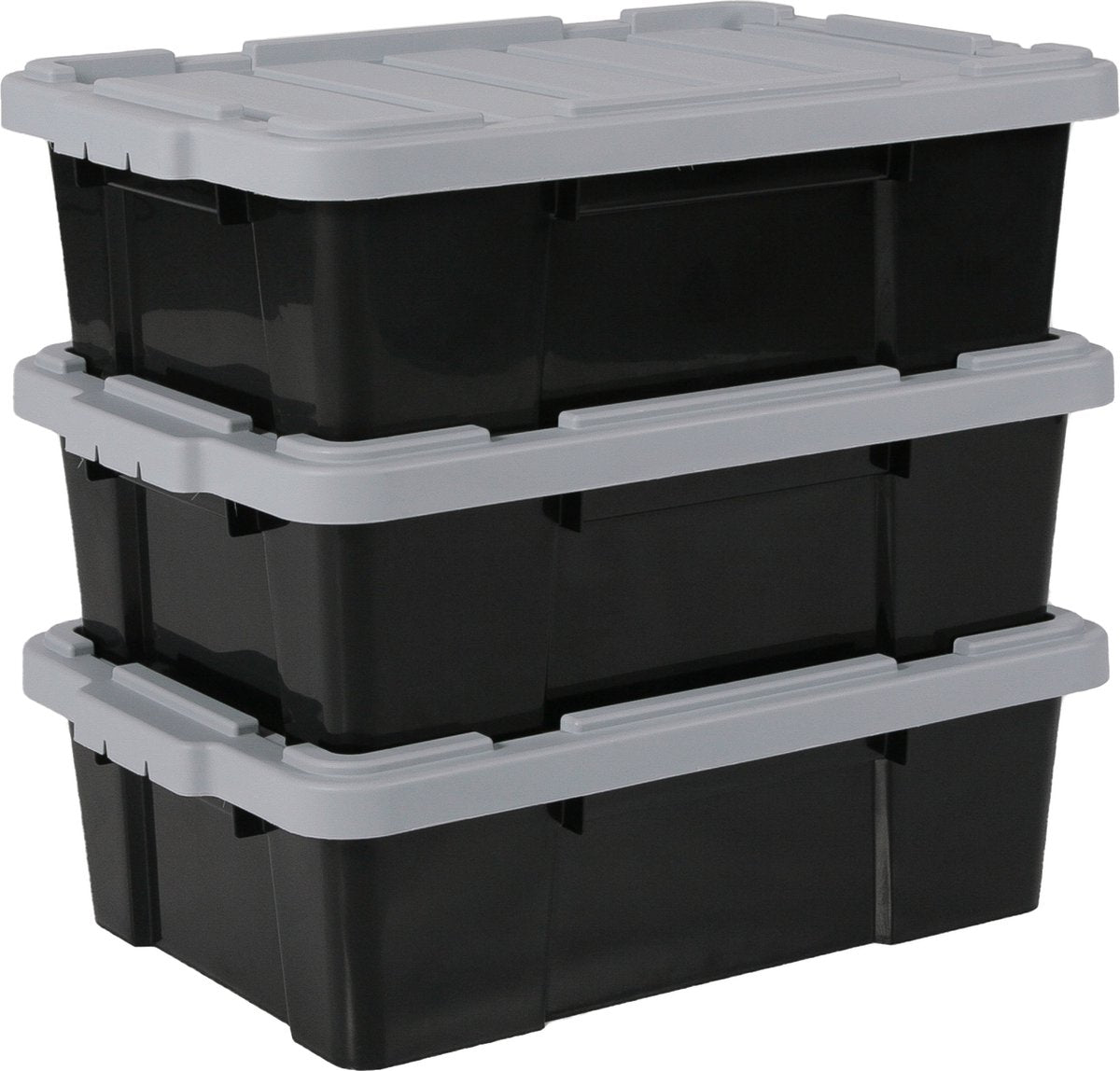 Boîte de rangement Iris powerbox - 25l - plastique - gris noir - lot de 3