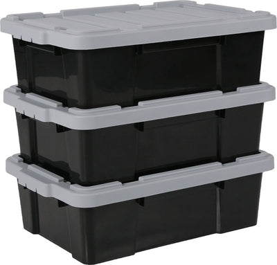 Boîte de rangement Iris powerbox - 25l - plastique - gris noir - lot de 3