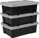 Boîte de rangement Iris powerbox - 25l - plastique - gris noir - lot de 3