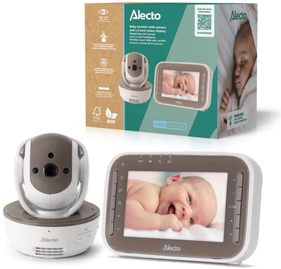 Alecto dvm200mbe - babyphone avec caméra et écran couleur 4.3, blanc marron