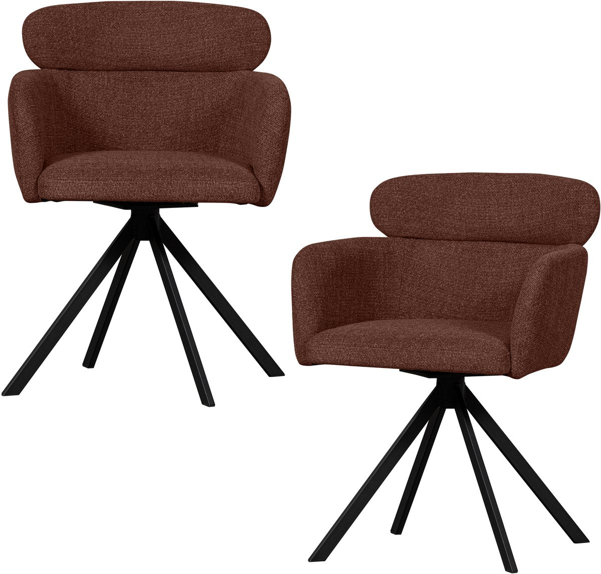 Chaises de salle à manger pivotantes Woood fenne - tissu tissé - châtaignier lot de 2