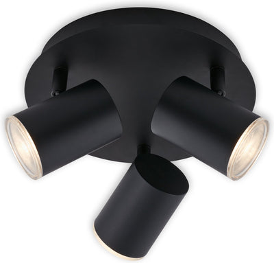 Lampe de salle de bain Briloner leuchten banyo, 5 w, ip44, noir, métal-plastique, incl., 3x gu10, ø 11,2 cm