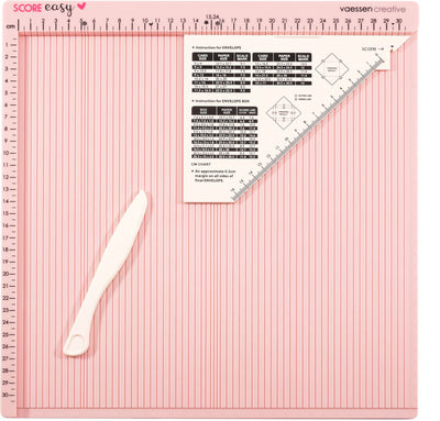Tableau de notation créatif Vaessen - score facile - 30,5 x 30,5 cm - avec os pliant et règle - en cm - rose