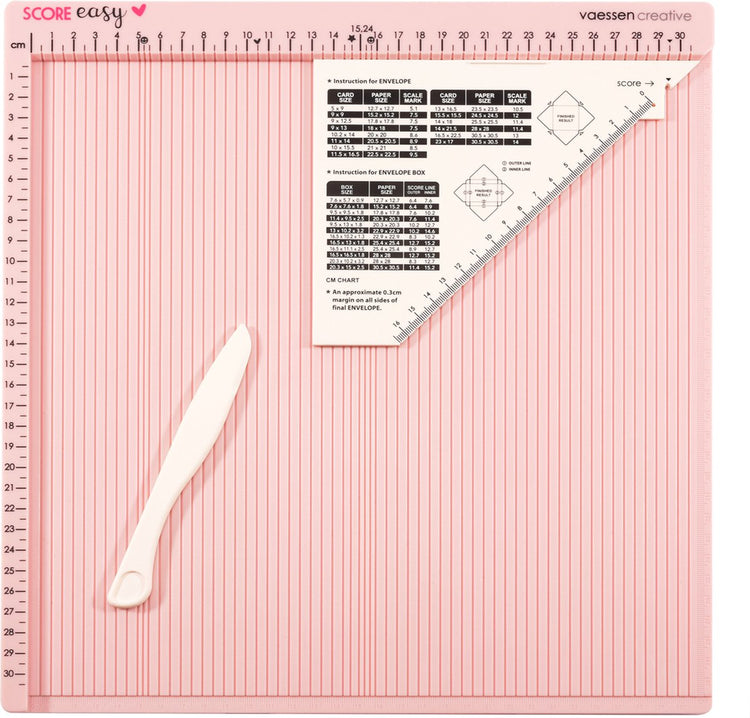 Tableau de notation créatif Vaessen - score facile - 30,5 x 30,5 cm - avec os pliant et règle - en cm - rose