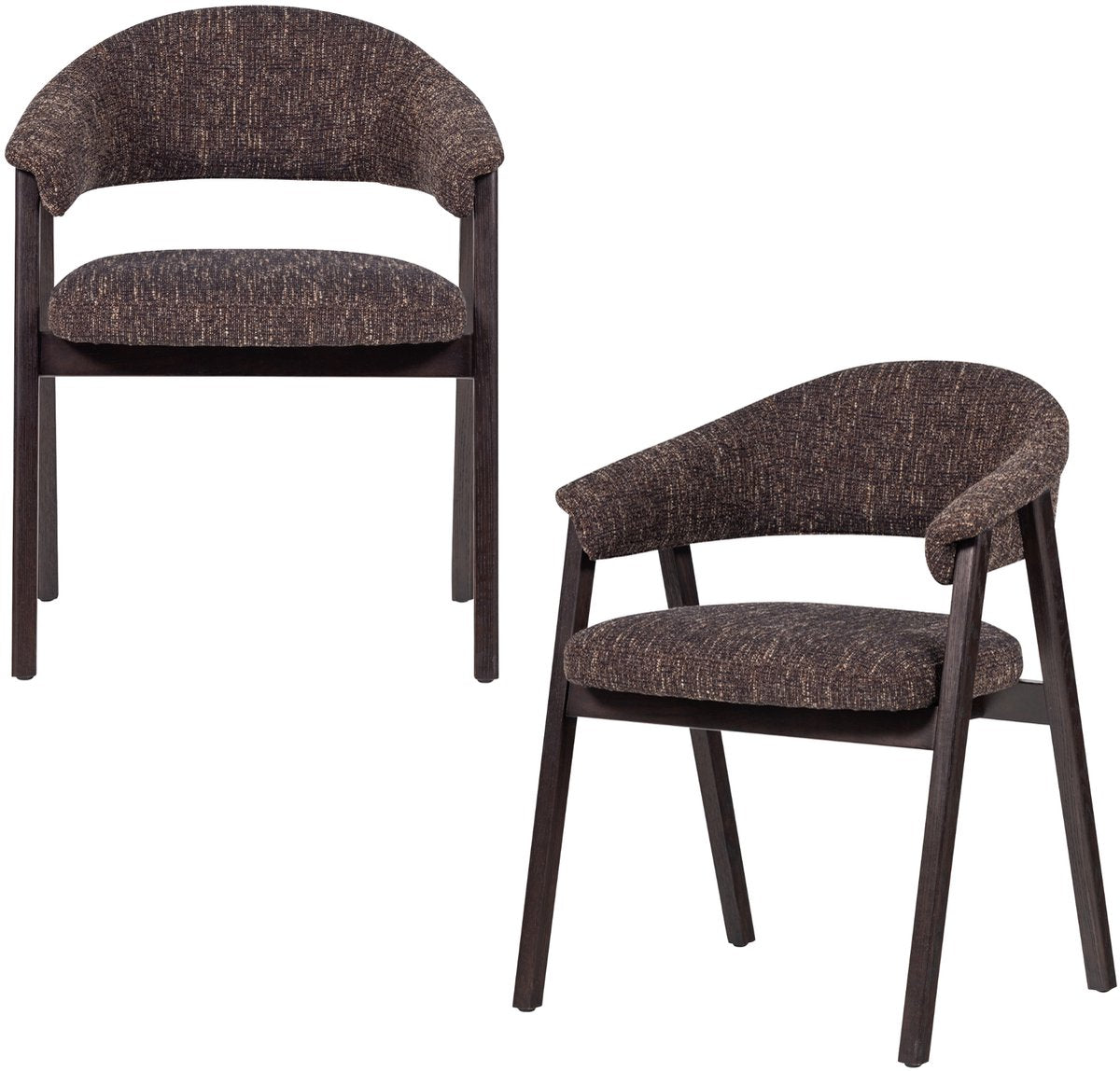 Chaise de salle à manger Woood Tunar avec accoudoirs - bois de chêne - marron foncé - lot de 2