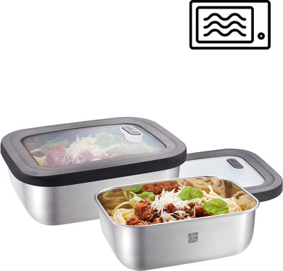 Ensemble de récipients de conservation alimentaire Gefu provido – 2 pièces – récipients de conservation en acier inoxydable 1,3 l 2,6 l – hermétiques et étanches