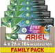 Dosettes de lessive Ariel 4en1 +touche de couleur Lenor Unstoppables - 4 x 26 lavages