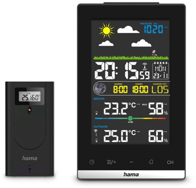 Hama Wetterstation Jamaïque, avec außensensor, funk, wecker, raumklima, schwarz 00222239 station météo sans fil quantité s