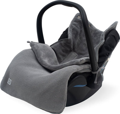 Jollein - chancelière pour poussette siège auto (gris pierre) - tricot basique - coton - polyester - chancelière poussette ou siège auto - 42x82cm
