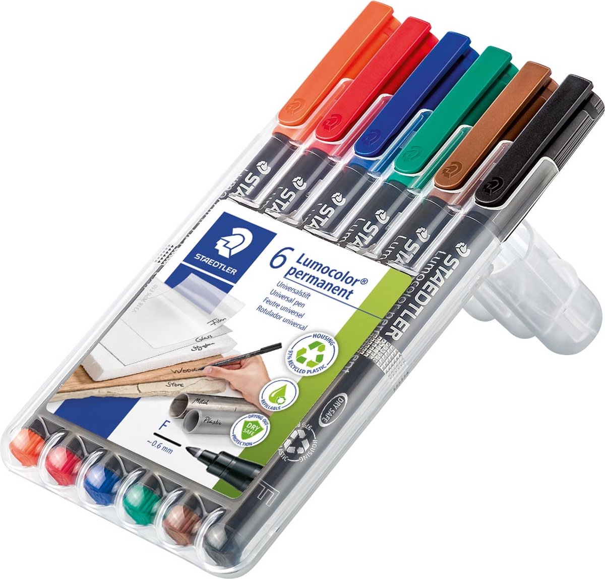 Staedtler lumocolor f stylo permanent - boîte 6 couleurs