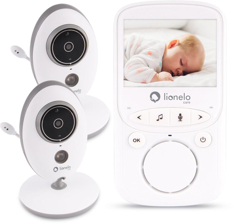 Babyphone premium Lionelo babyline 5.1 - 2 caméras - portée jusqu'à 300 m - vision nocturne - fonction vox - audio 2 voies - capteur de température - 20 heures d'autonomie - écran 2,4" - fonction alarme 8 berceuses