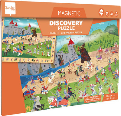 Puzzle magnétique Scratch 2 en 1 - jeu découverte - chevaliers - 52,3x30,5cm - 48 pièces - 3 ans