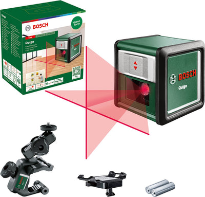 Bosch Quigo III - laser lignes croisées - avec pince universelle mm2 - plaque d'adaptation - piles