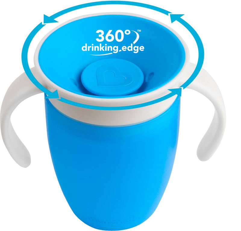 Gobelet Munchkin miracle anti-fuite 360° - gobelet d'entraînement - gobelet d'entraînement pour bébé et enfant - 207 ml - bleu