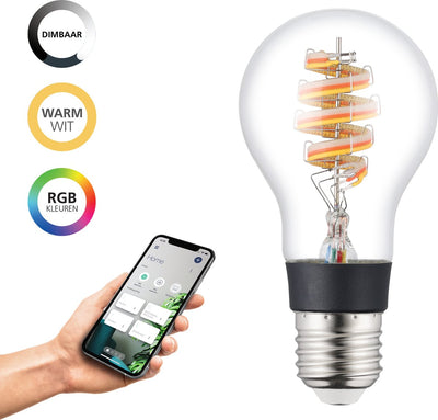 Lampe LED intelligente Eglo connect.z - e27 - ø 6 cm - transparente - lumière RVB réglable - 3000k - dimmable - zigbee