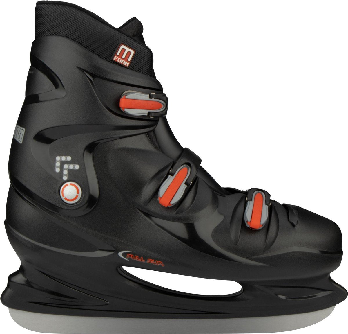 Patin de hockey sur glace Nijdam adultes - botte rigide - noir - taille 47