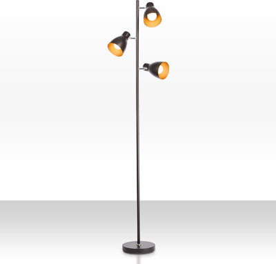 B.k.licht - lampadaire industriel - lampadaire en or noir - barre rotative - avec culot E27 - h.: 166cm