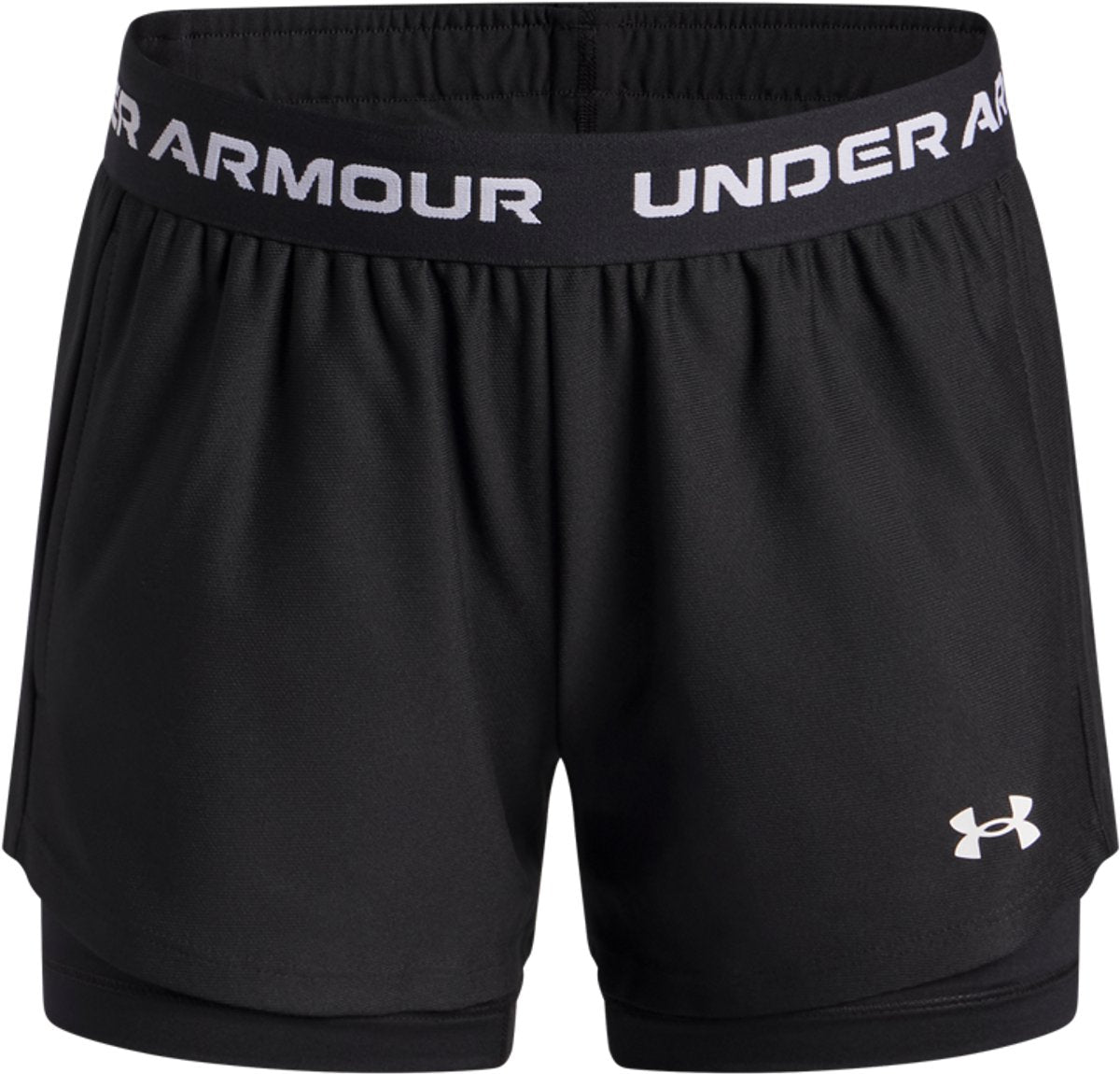 Under armour ua tech play up 2n1 short pantalon de sport unisexe - noir - blanc
