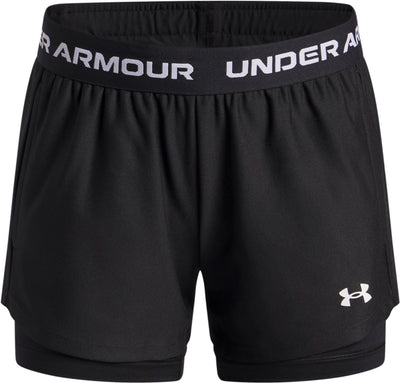 Under armour ua tech play up 2n1 short pantalon de sport unisexe - noir - blanc