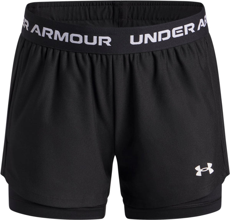 Under armour ua tech play up 2n1 short pantalon de sport unisexe - noir - blanc