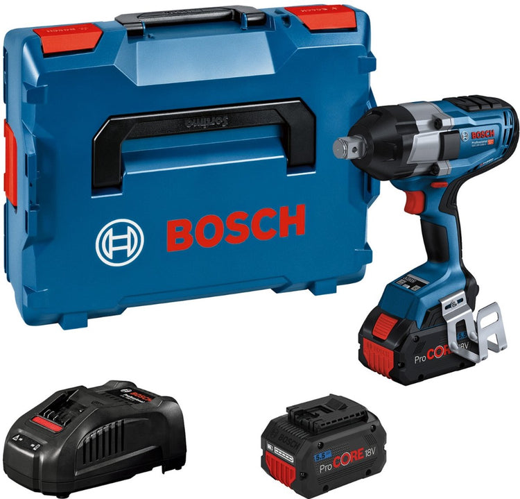 Visseuse à percussion professionnelle Bosch gds 18v-1050 h - biturbo - avec 2x batteries 18v (8,0 ah) et chargeur