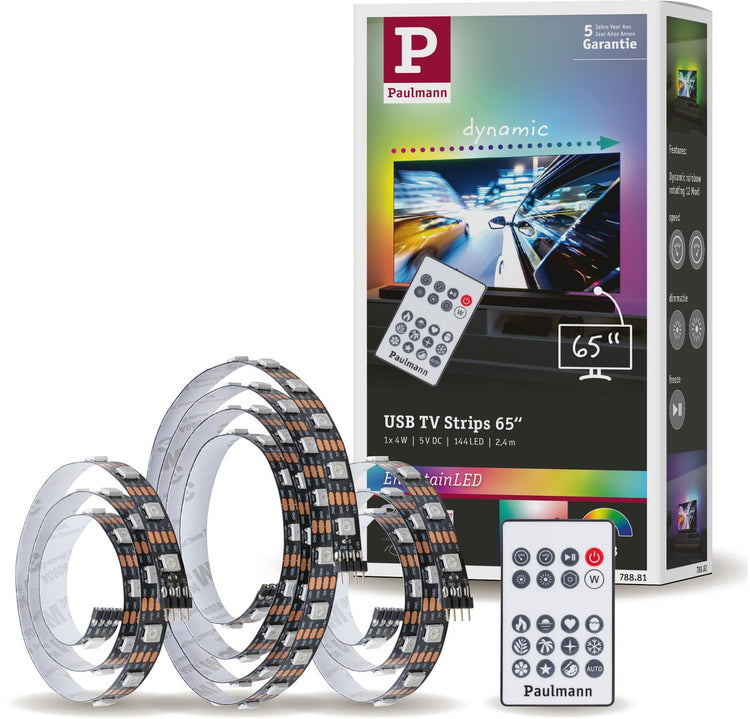 Paulmann Entertainled USB Bande LED 2,4 mètres éclairage TV 65 pouces - RGB+ - 4W - 60 LEDs m
