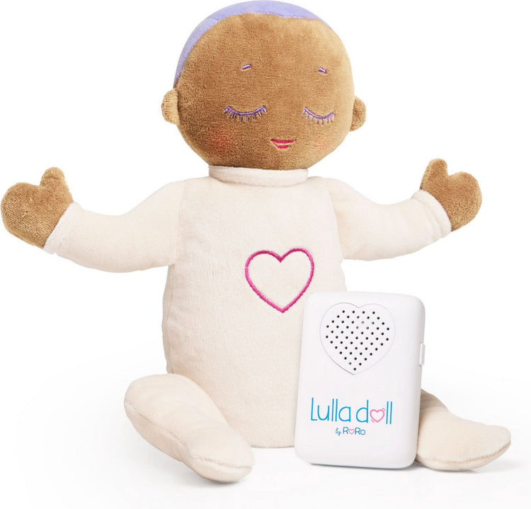 Poupée Lulla - poupée endormie avec respiration naturelle par battement de coeur - peluche battement de coeur - aide au sommeil - fonctionne jusqu'à 12 heures - à partir de 0 mois - lavable en machine - lilas