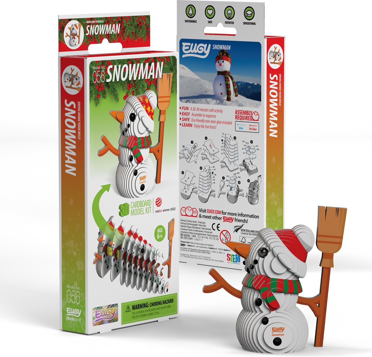Eugy Puzzle 3D - Bonhomme de neige - Figurines de Noël - Durable - Collectionnez-les tous - 6 ans